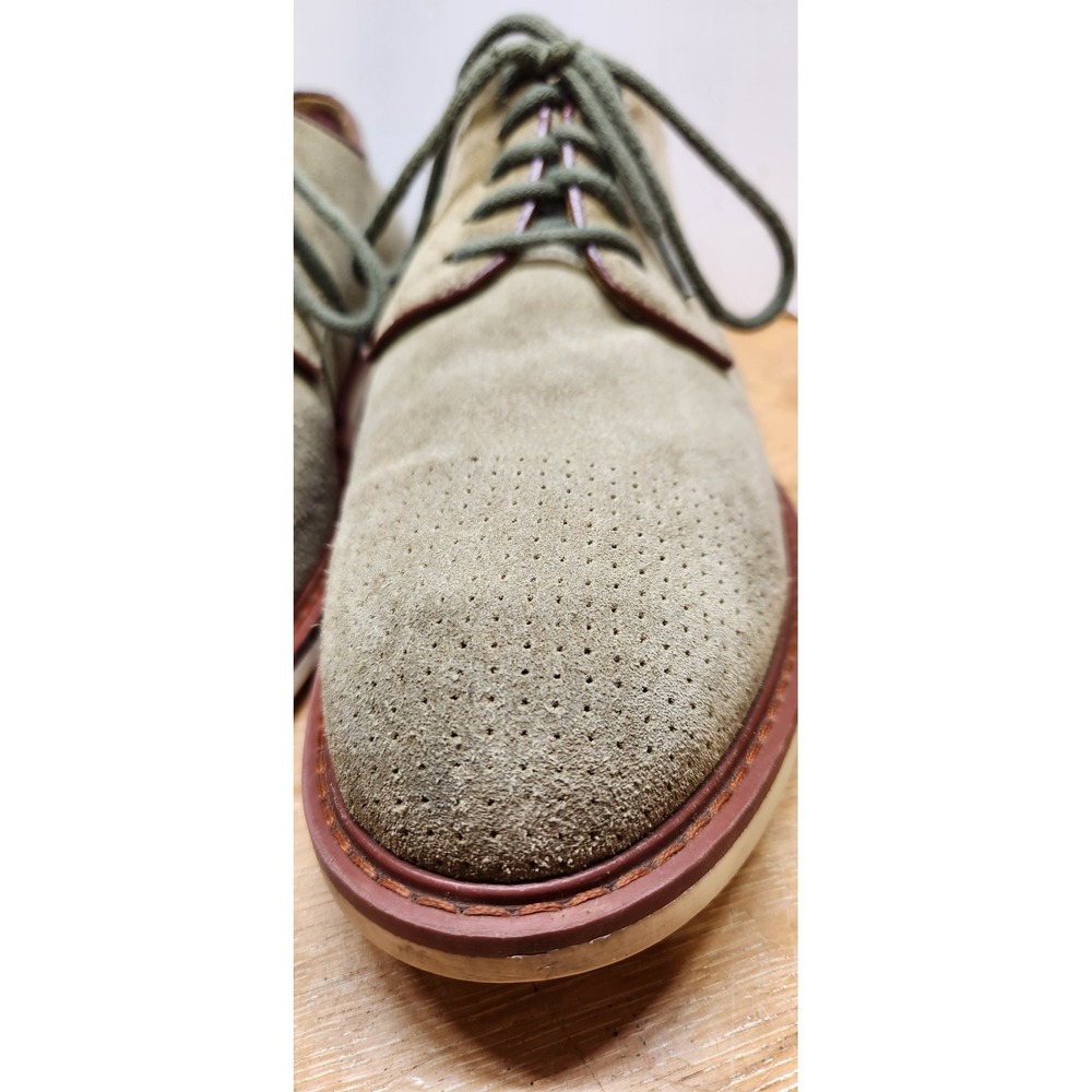 VTG Armani Collezioni Sage Green Suede Perforated WHOLECUT! Derby 44 EU US 11 - Picture 3 of 11